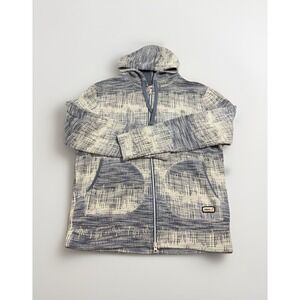 Johnnie O Hoodie Mens Medium Pascal Striped Sweatshirt DualZip Wake Blue Pockets